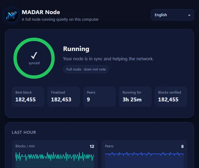 The node running and in sync